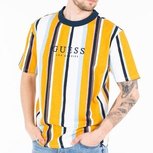 GUESS Los Angeles Striped T-Shirt – Yellow Multi – Size XL